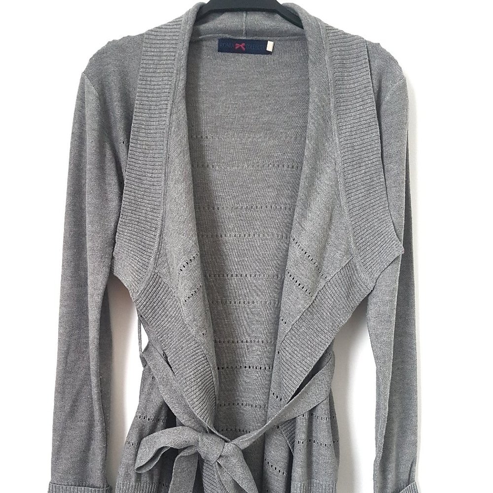 Roma Collection Gray Knit Sweater Cardigan, S